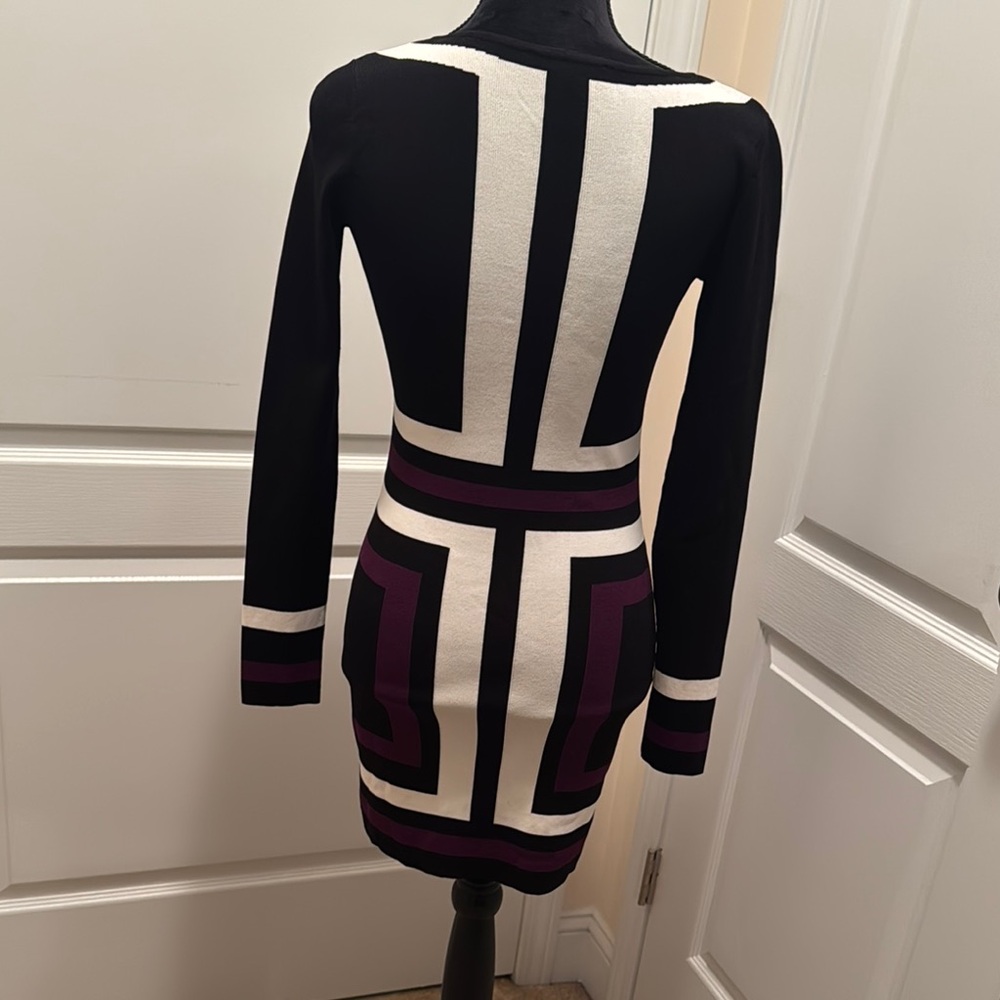 NWOT INC International Concepts Black and White Dress with Purple Details - Picture 4 of 7